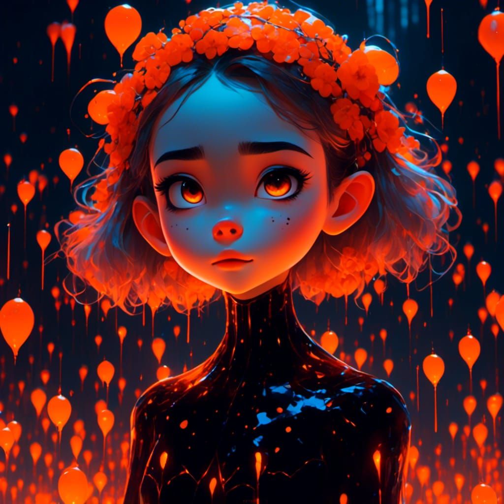 Ghostly Gothic Girl in Anime Manga Style