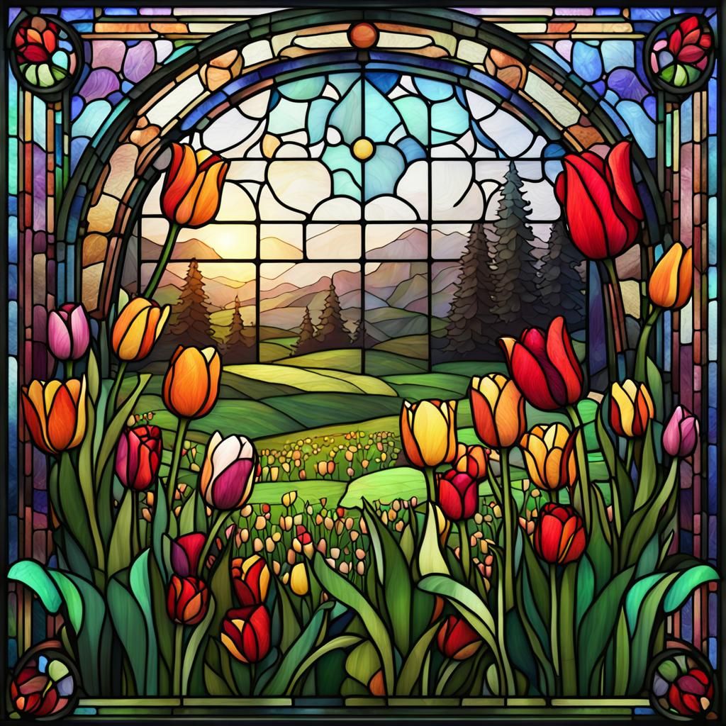 Stained Glass Tulips