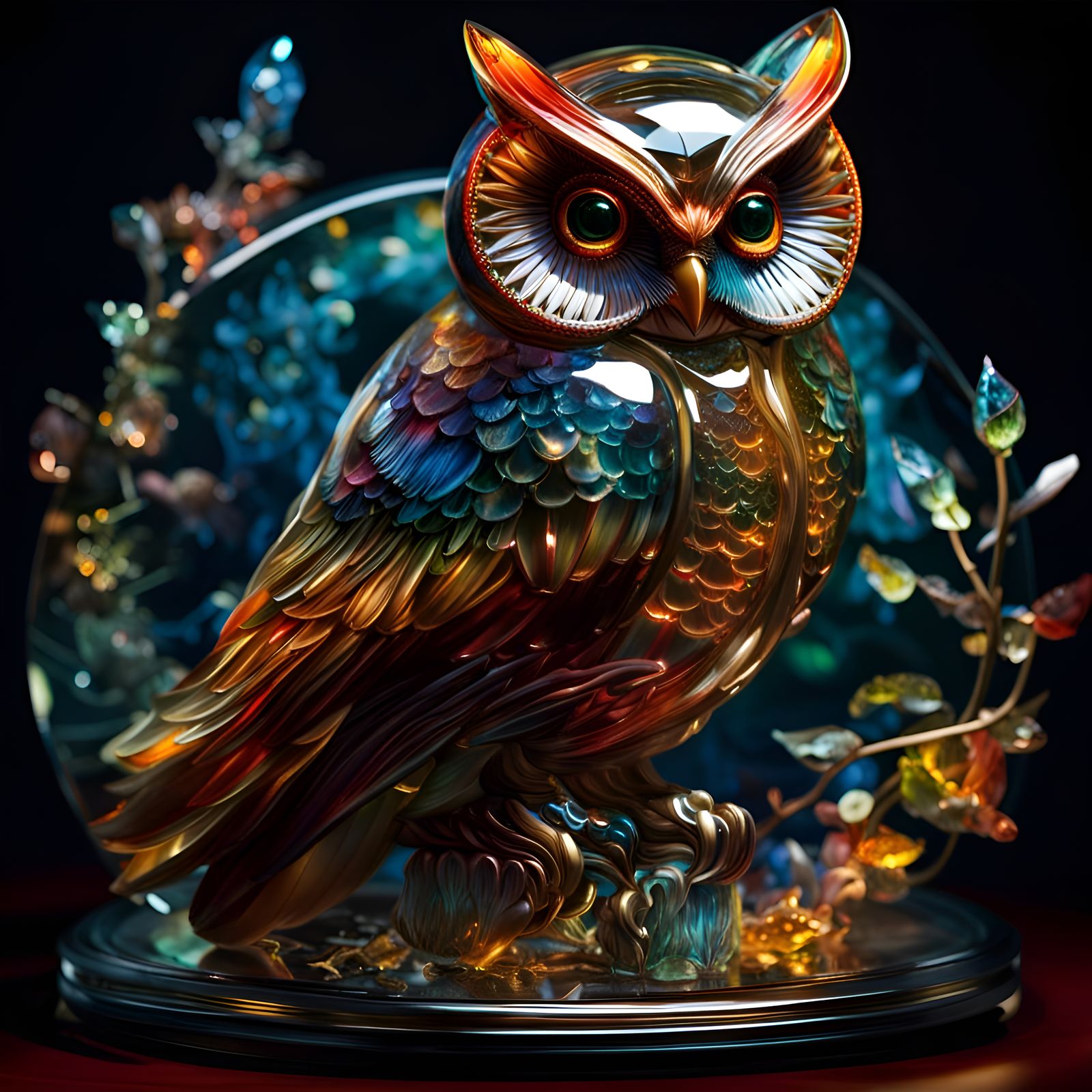 Blown glass owl figurine  by @SONart