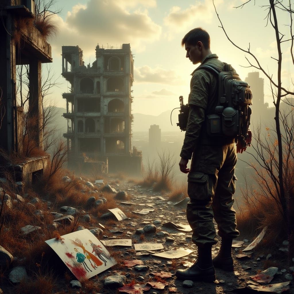 Lost souls - War-Torn Cityscape in Ethereal Magic