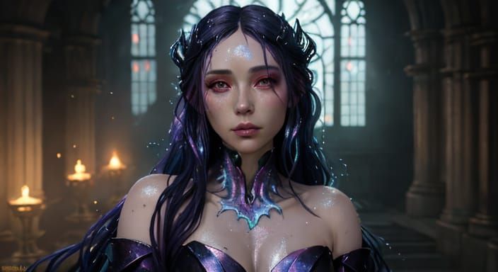 Pastel Anime Dragon Girl with Slime, Fantasy Art