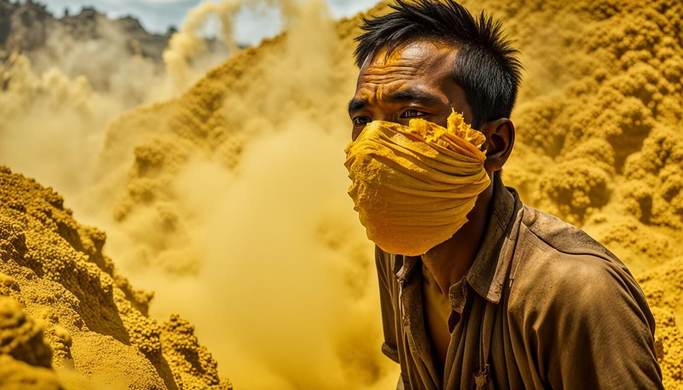 Indonesian sulfur worker toiling inside a volcano's crator  by @Lupus