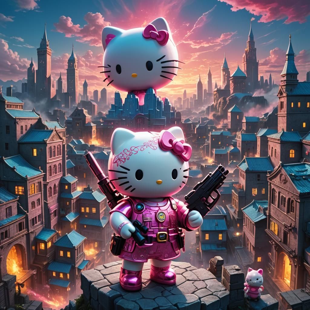 Hello kitty with a gun