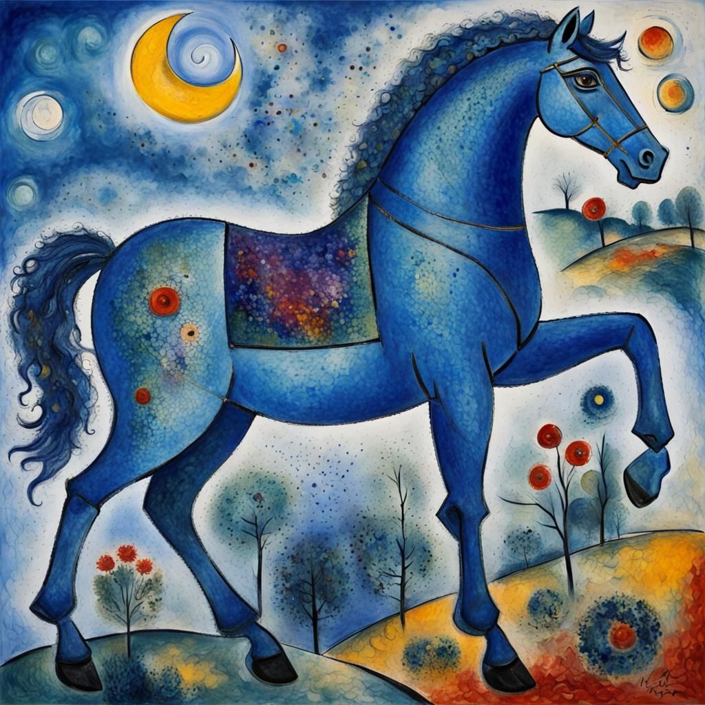 Blue Horse 1 in the style of Marc Chagall  by @StLOrca