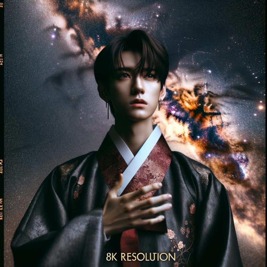 8k resolution. Photographic. An ethereal young man of Korean...