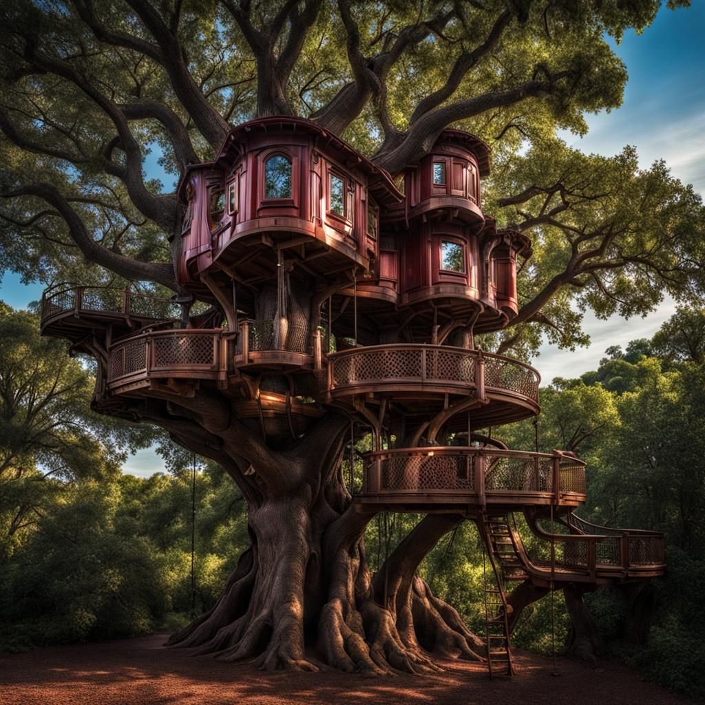(Iron Man's tree house 1:3), intricate details, HDR, beautif...
