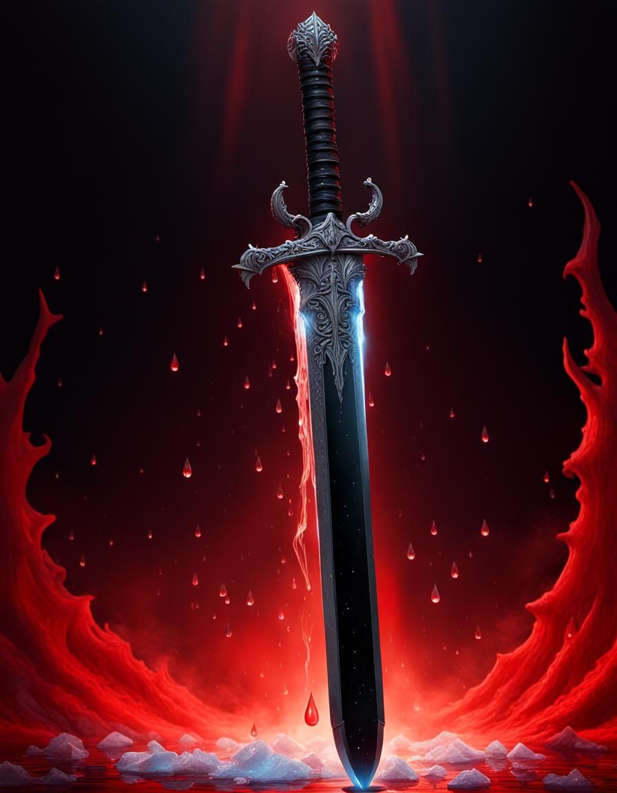 Sword in a blood ocean - AI Generated Artwork - NightCafe Creator