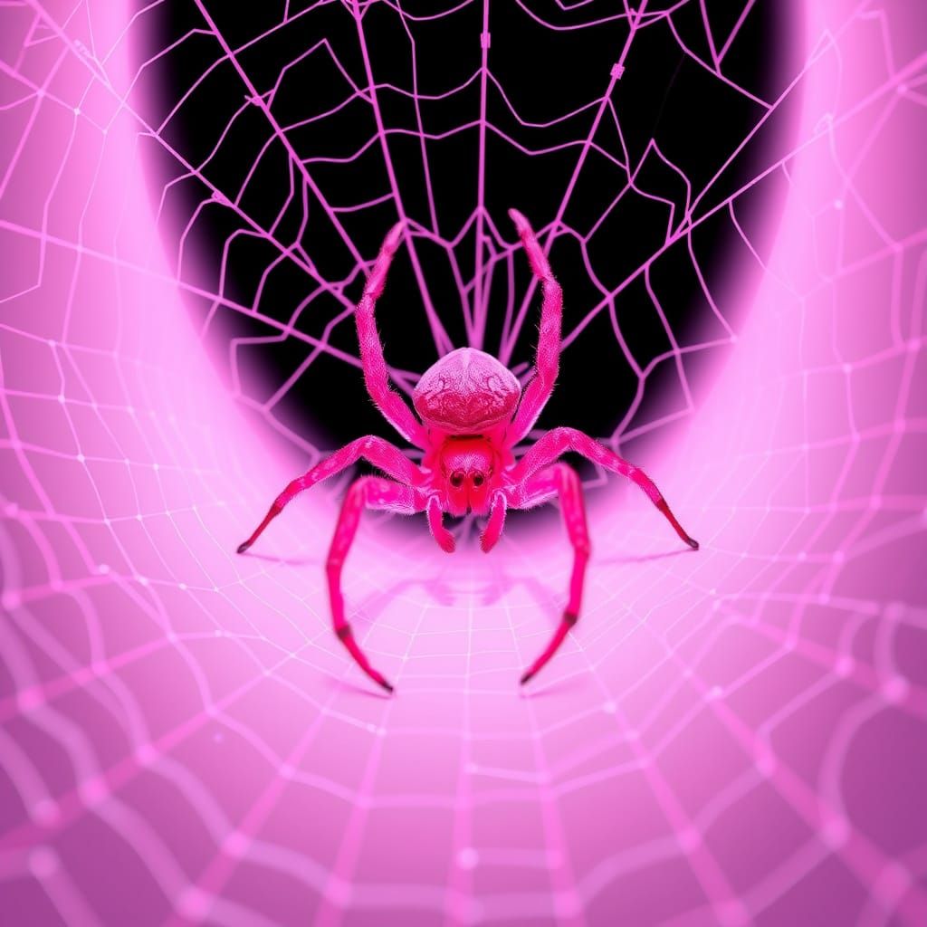 pink spider on it pink spider web  by @Pukinette