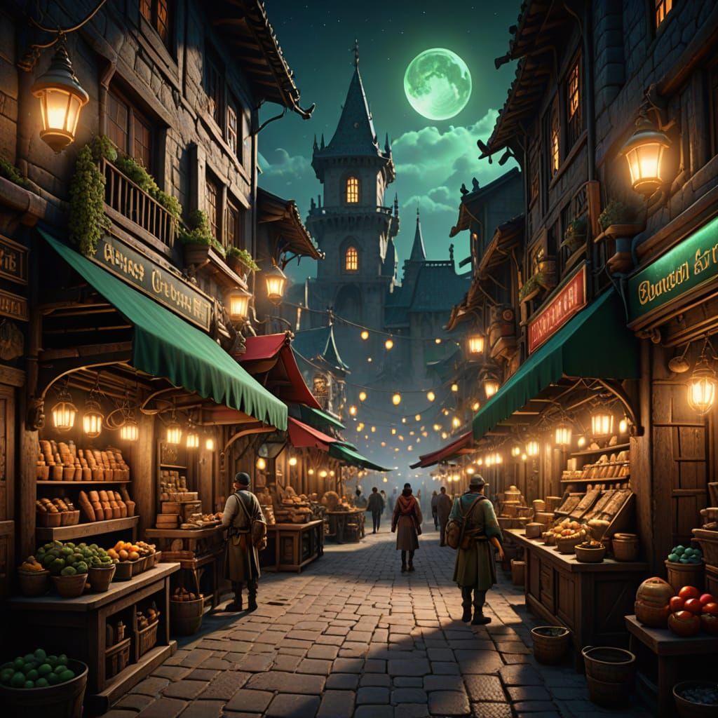 A vintage sign lighting up a late-night market offering handmade goods.  by @Aczél Judit