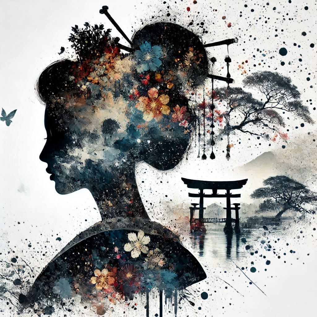 double exposure beautiful fantasy portrait landscape..