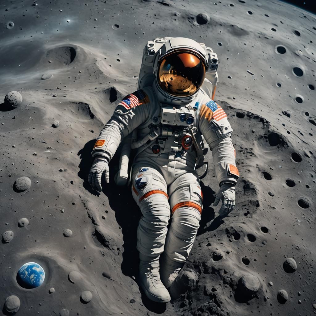 Astronaut on the Moon in Cinematic Oil Painting