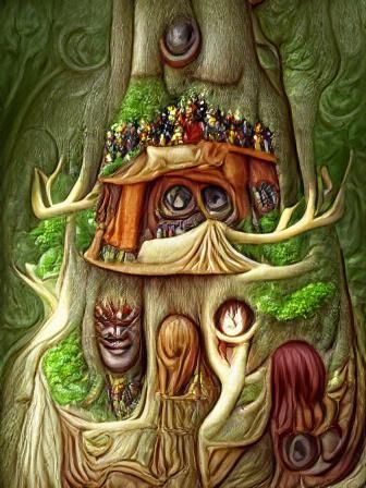 the people of the forest make their homes in the immense tre...