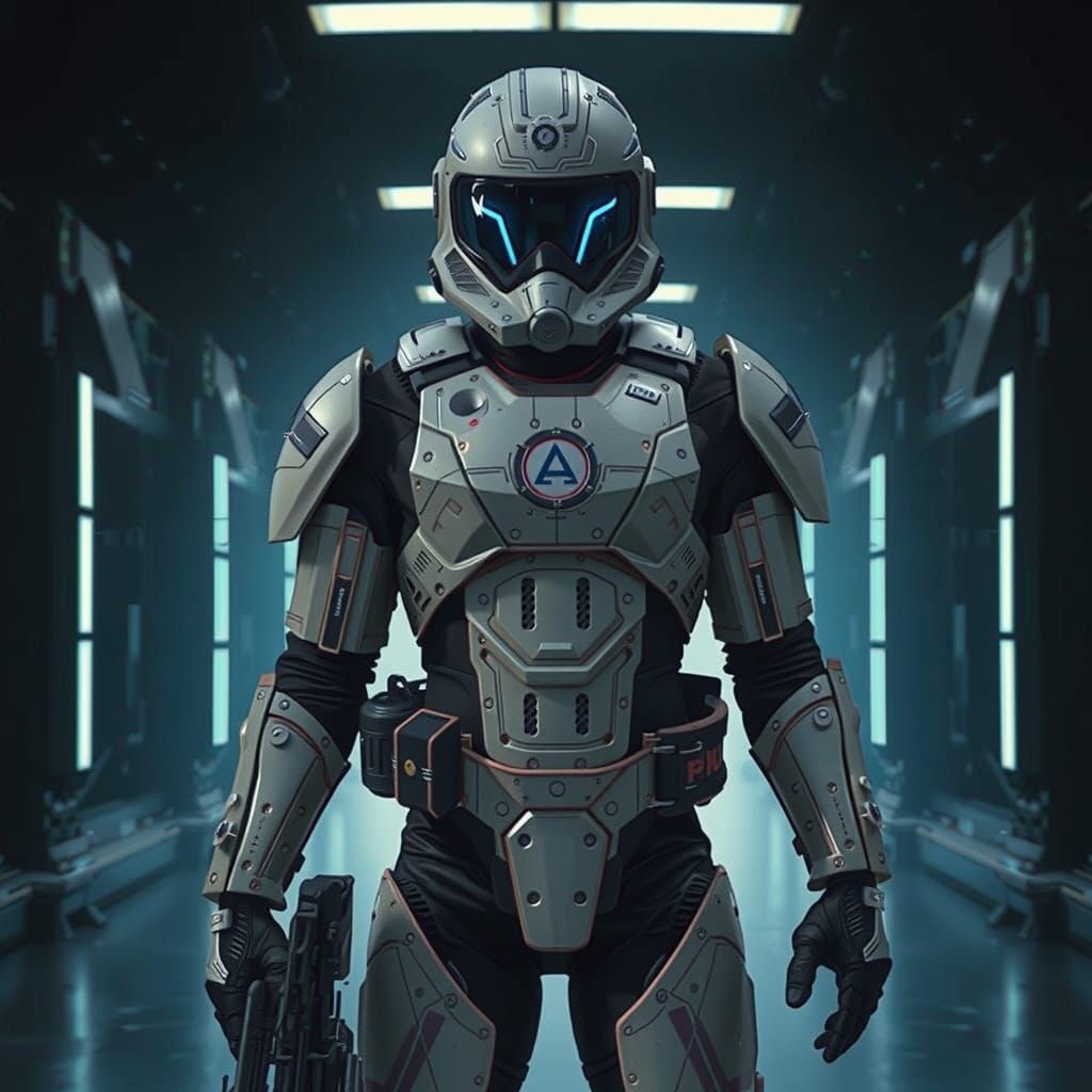 futuristic soldier with jetpack and a laser gun