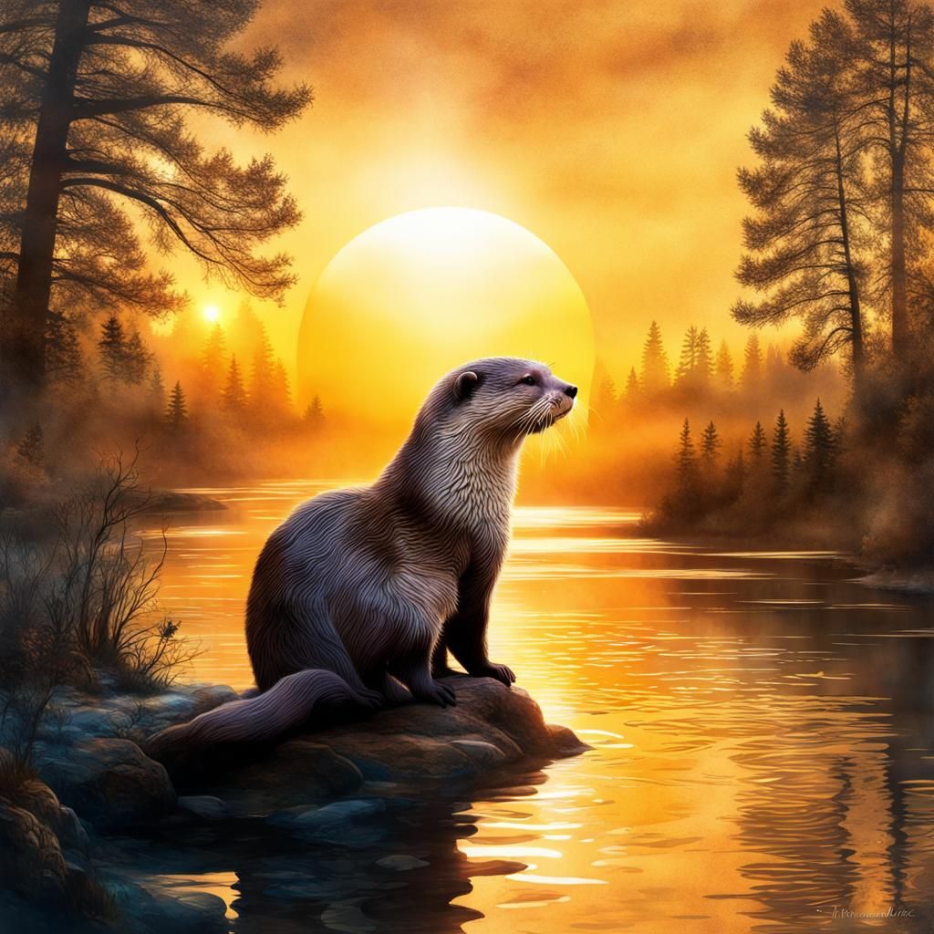 Otter sunset…. - AI Generated Artwork - NightCafe Creator