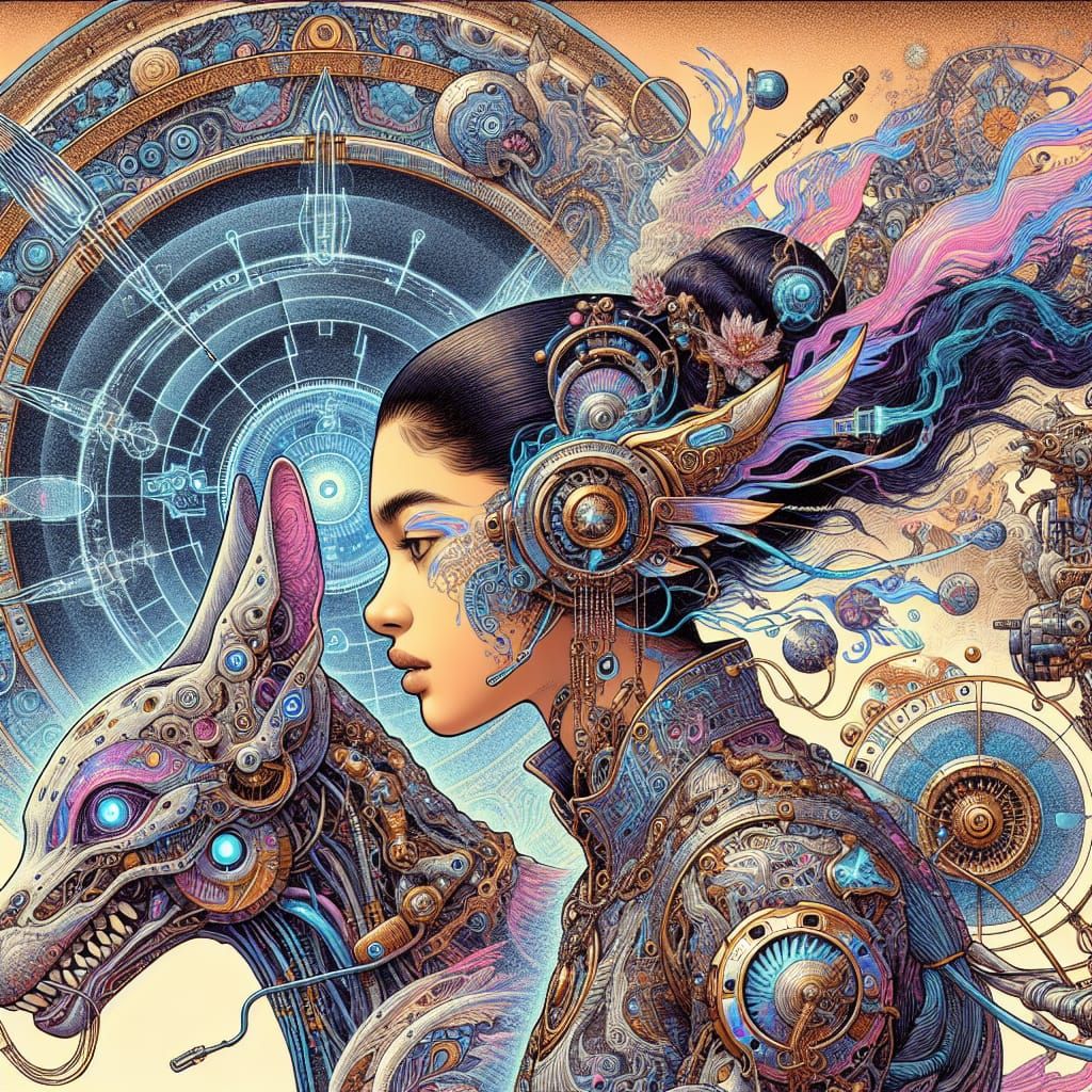 Hyper-realistic beautiful ethereal female cyberpunk netrunner and her ...