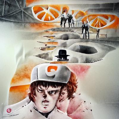 A clockwork orange movie poster ink and wash 8k sci-fi dysto...