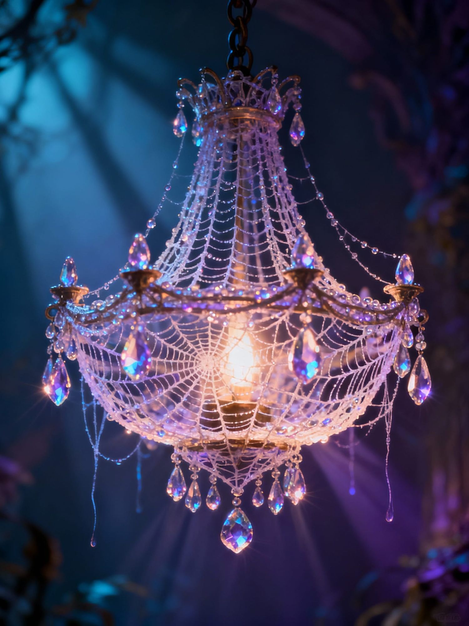 Dew Drops Sparkle on a Spider's Chandelier - Start Image 2