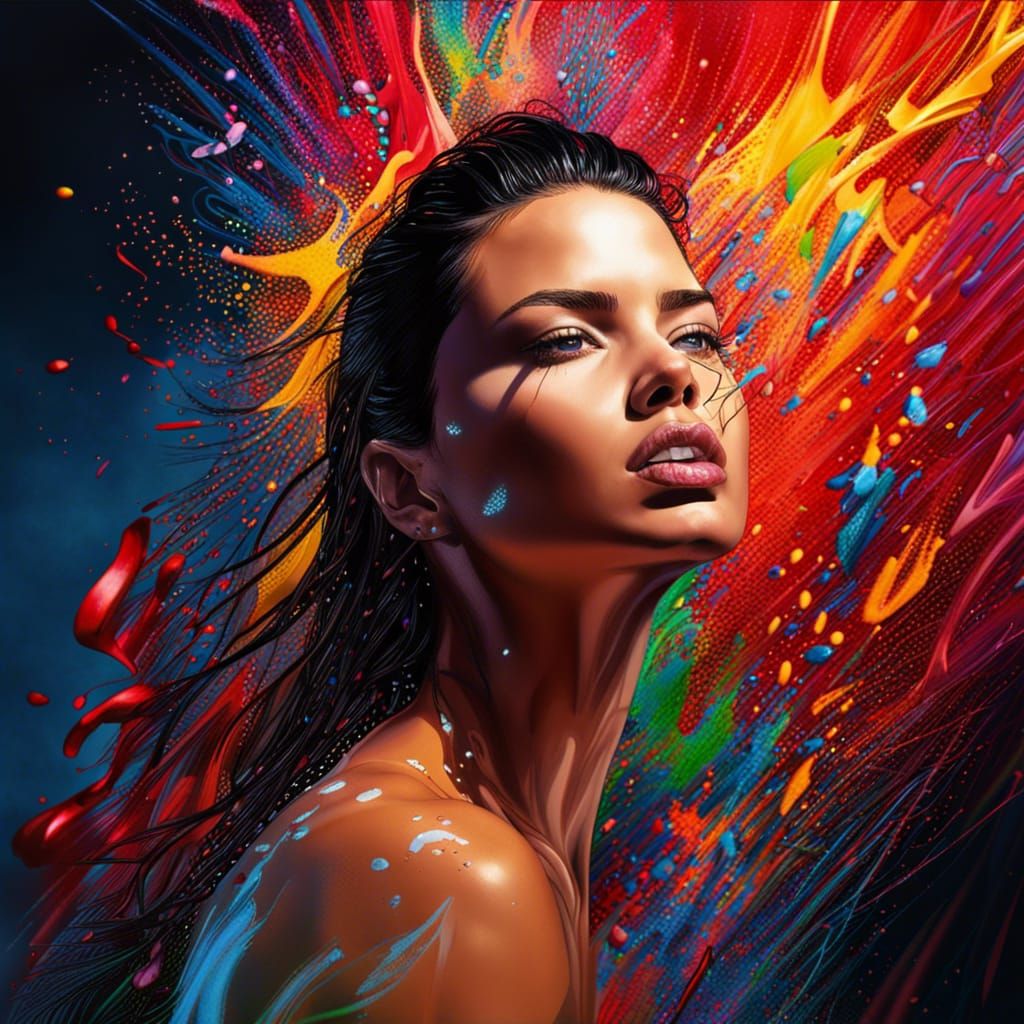 adriana lima perfection Hyperrealistic, splash art, concept ...