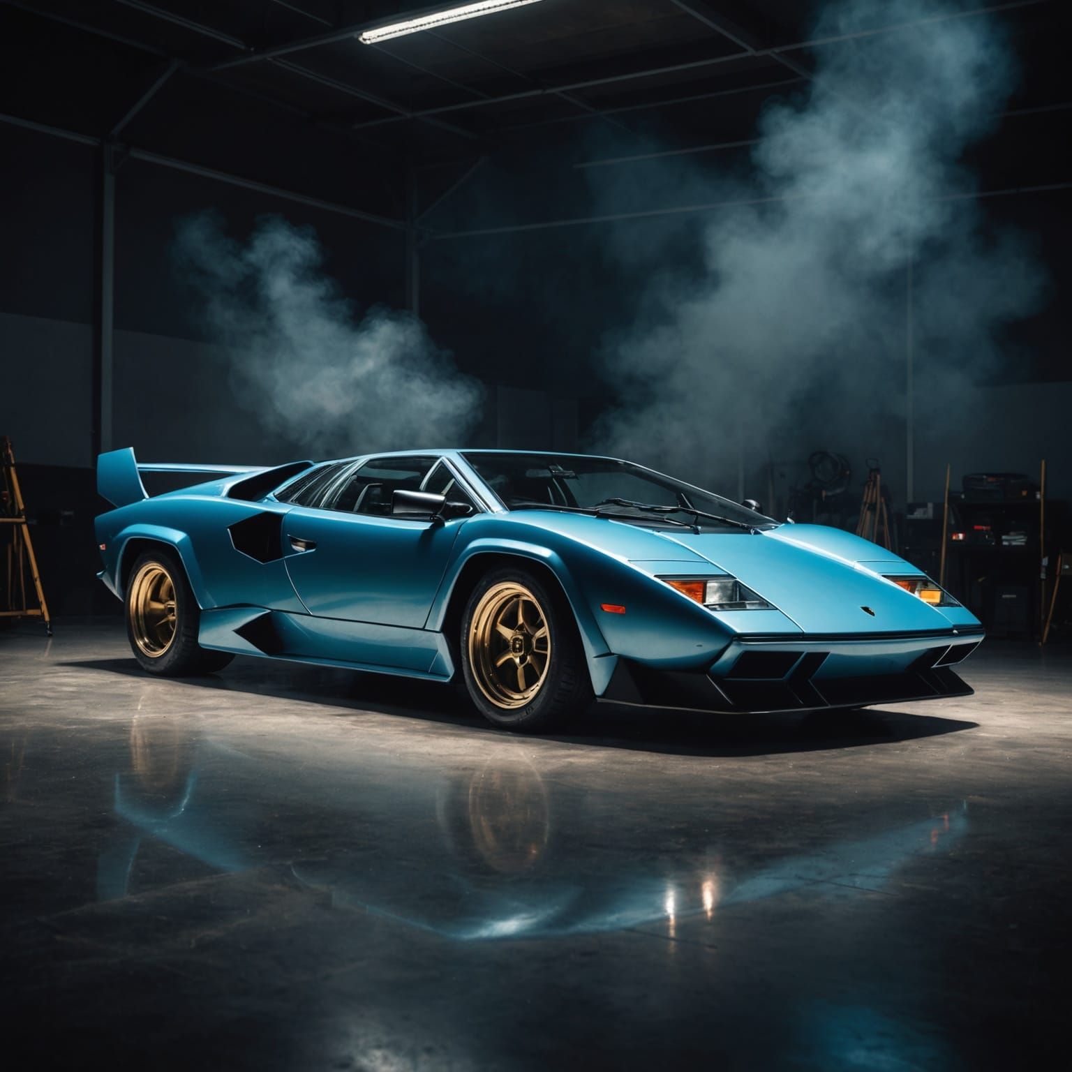  light blue Lamborghini Countach  by @MK Thunderstone