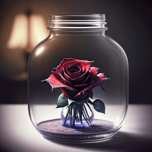 Rose in a jar AI Generated Artwork NightCafe Creator