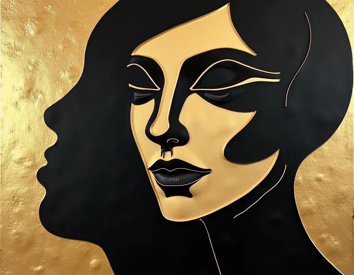 Abstract portrait in golden tones