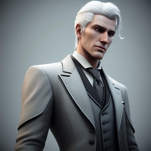 a gentleman, white hair, tall, handsome, good manners, good ...