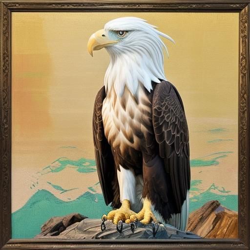 Eagle Sculpture in Neo-Impressionistic Expressionist Style