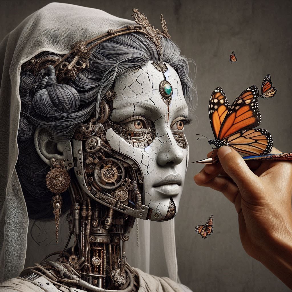 Semicyborg porcelain bride