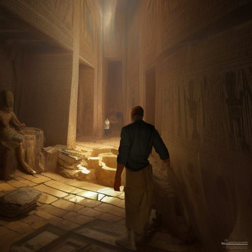 Archaeologist entering a newly discovered tomb of a Pharaoh - AI ...