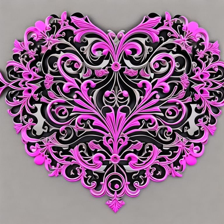 Heart Scrollwork - Ai Generated Artwork - Nightcafe Creator