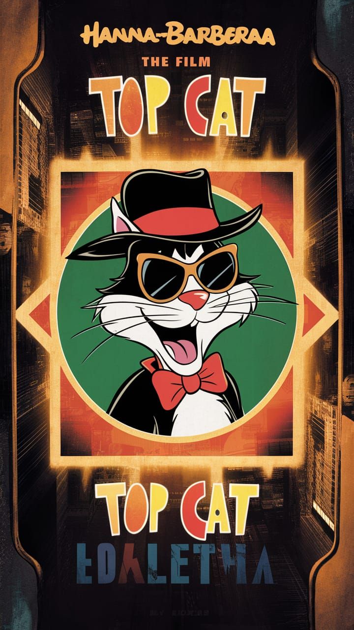 Top Cat as a Hanna Barbera  1965 retro movie poster, Hanna B...