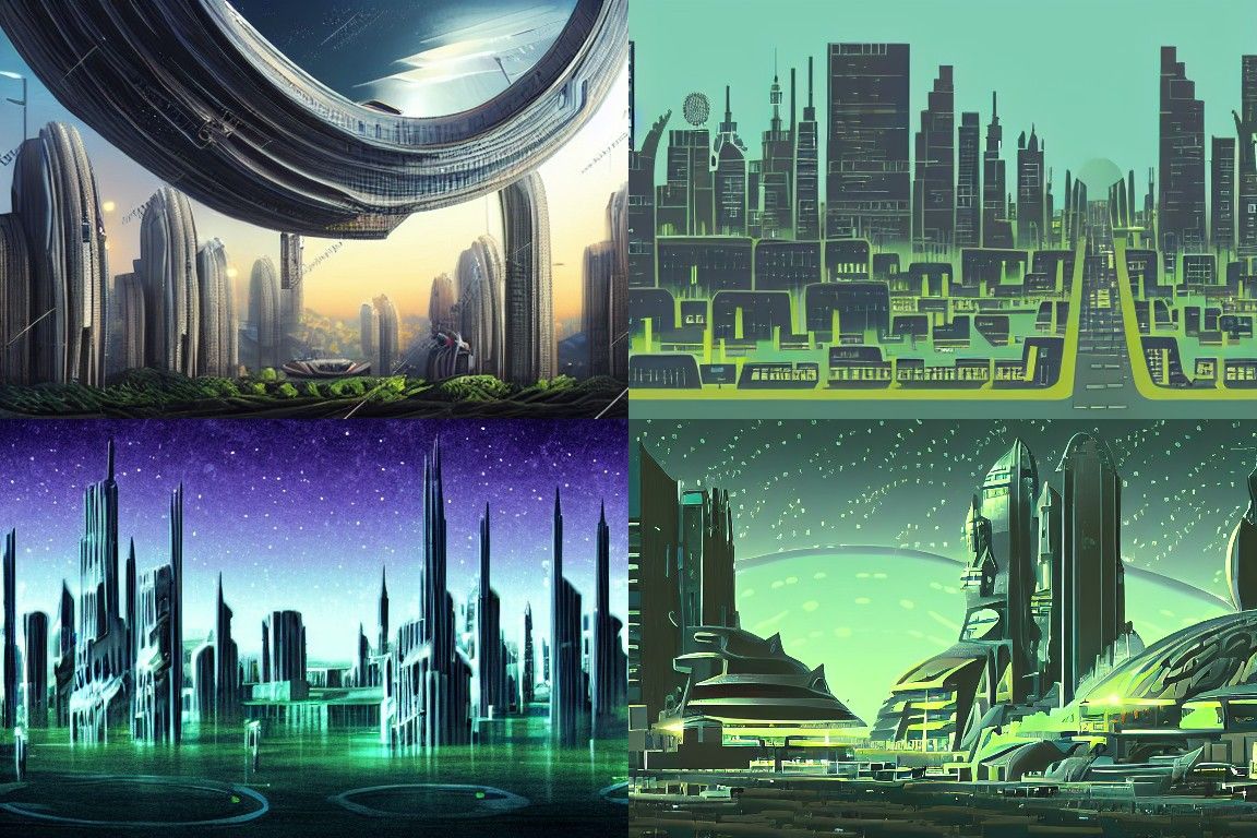 Sci-fi city in the style of Environmental art