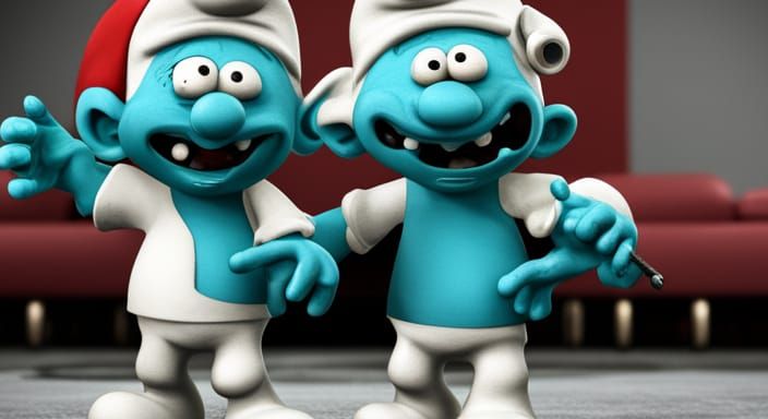 Zombie Smurfs horror - AI Generated Artwork - NightCafe Creator