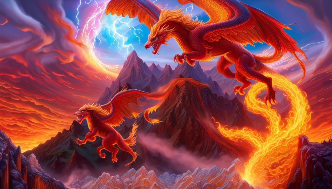 The EnderDark - Fire Griffons and their lair (SDXL 0.9)