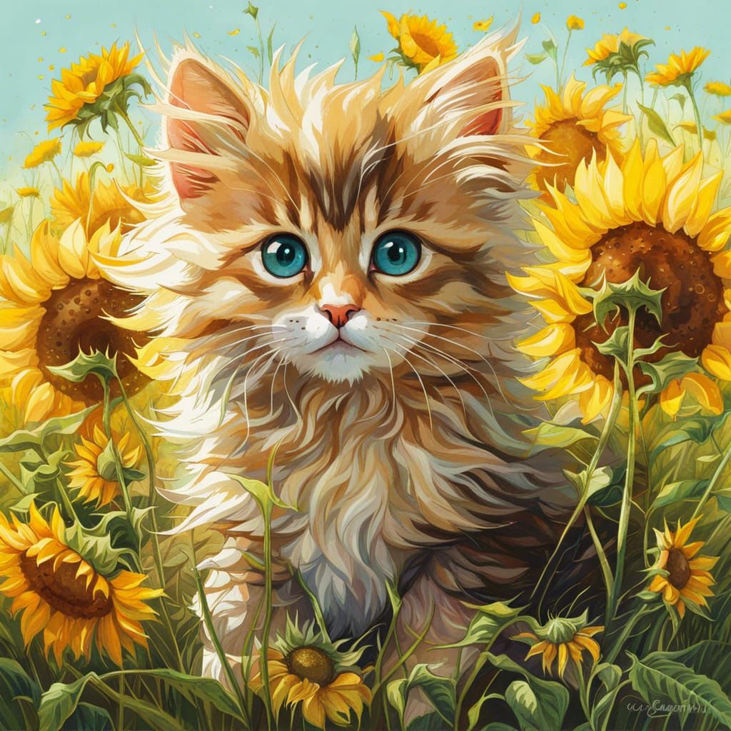 Sunflower cat  by @Tamara cat