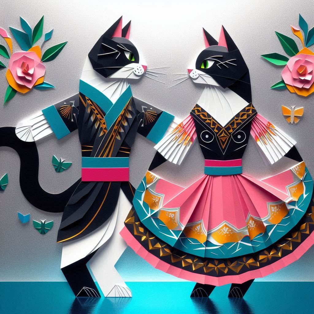 Happy couple of dancing cats 10