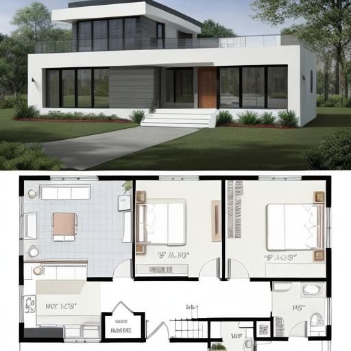develop a humanized floor plan of a modern residence, containing 3 bedrooms, 1 suite, a large kitchen, a large living ro...