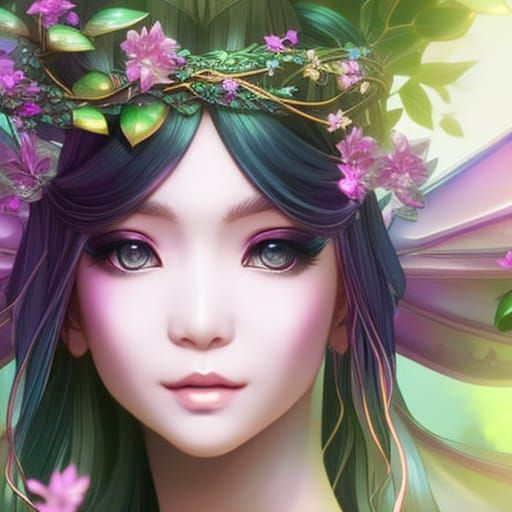 Beautiful fairy girl in a beautiful japan garden background