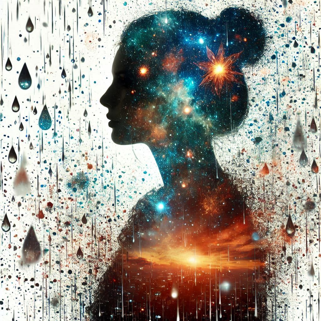 double exposure beautiful fantasy DALL-E 3 portrait landscape..