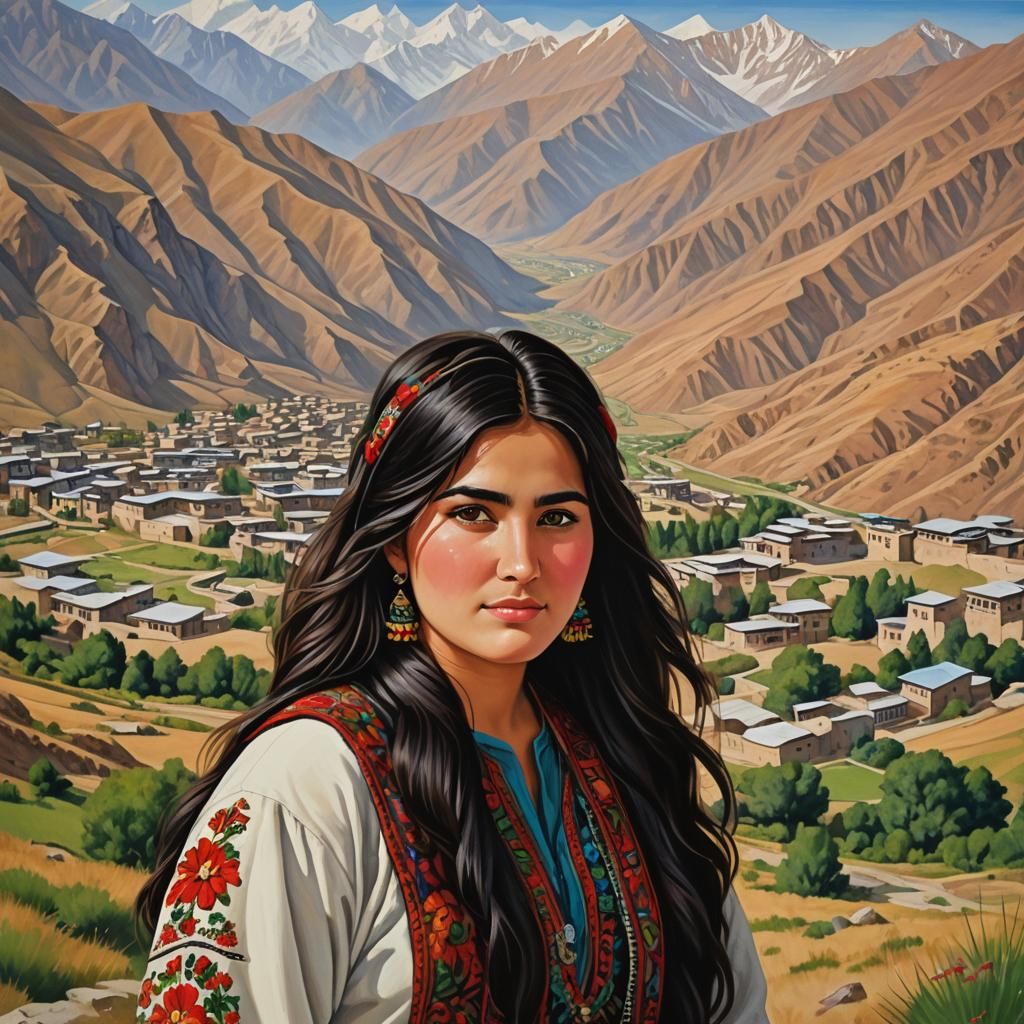 Create an image of a chubby Pashtun girl: She is 20 years ol...