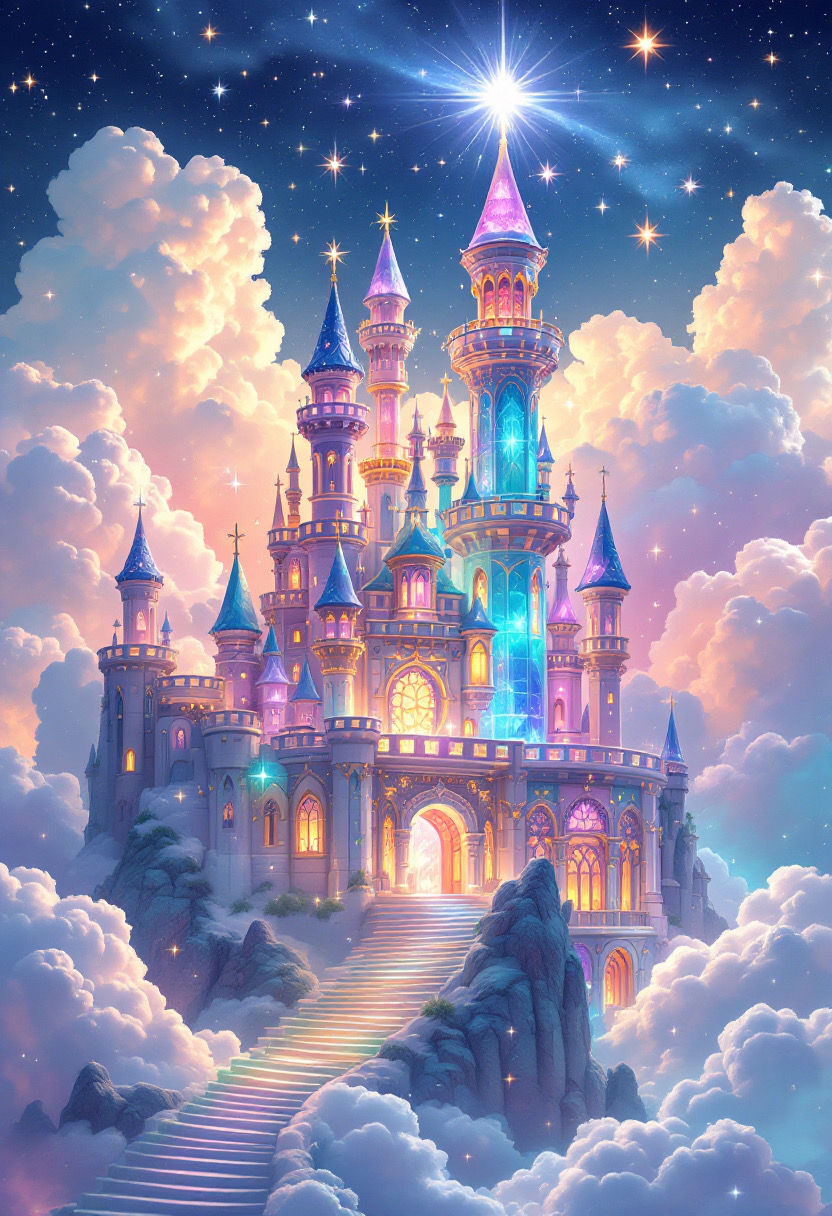 Magical Castle, made of opalescent gemstones: Flux Pro
