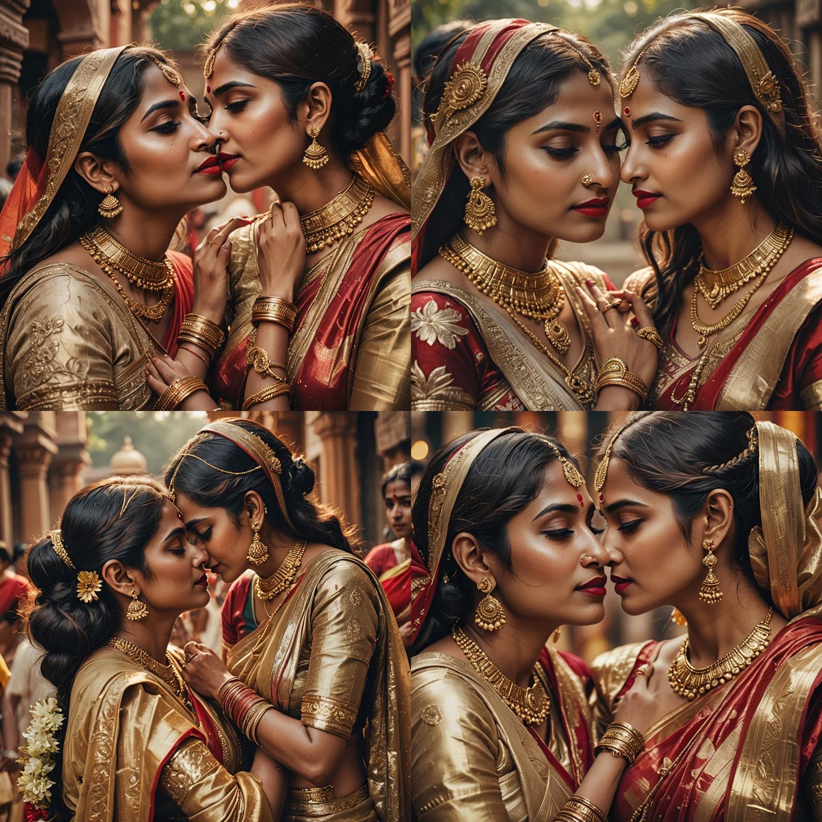 best quality)), ((masterpiece)), (detailed), several indian beautiful  lesbian women kissing each other on lips, facing each other, wearing... - AI  Generated Artwork - NightCafe Creator