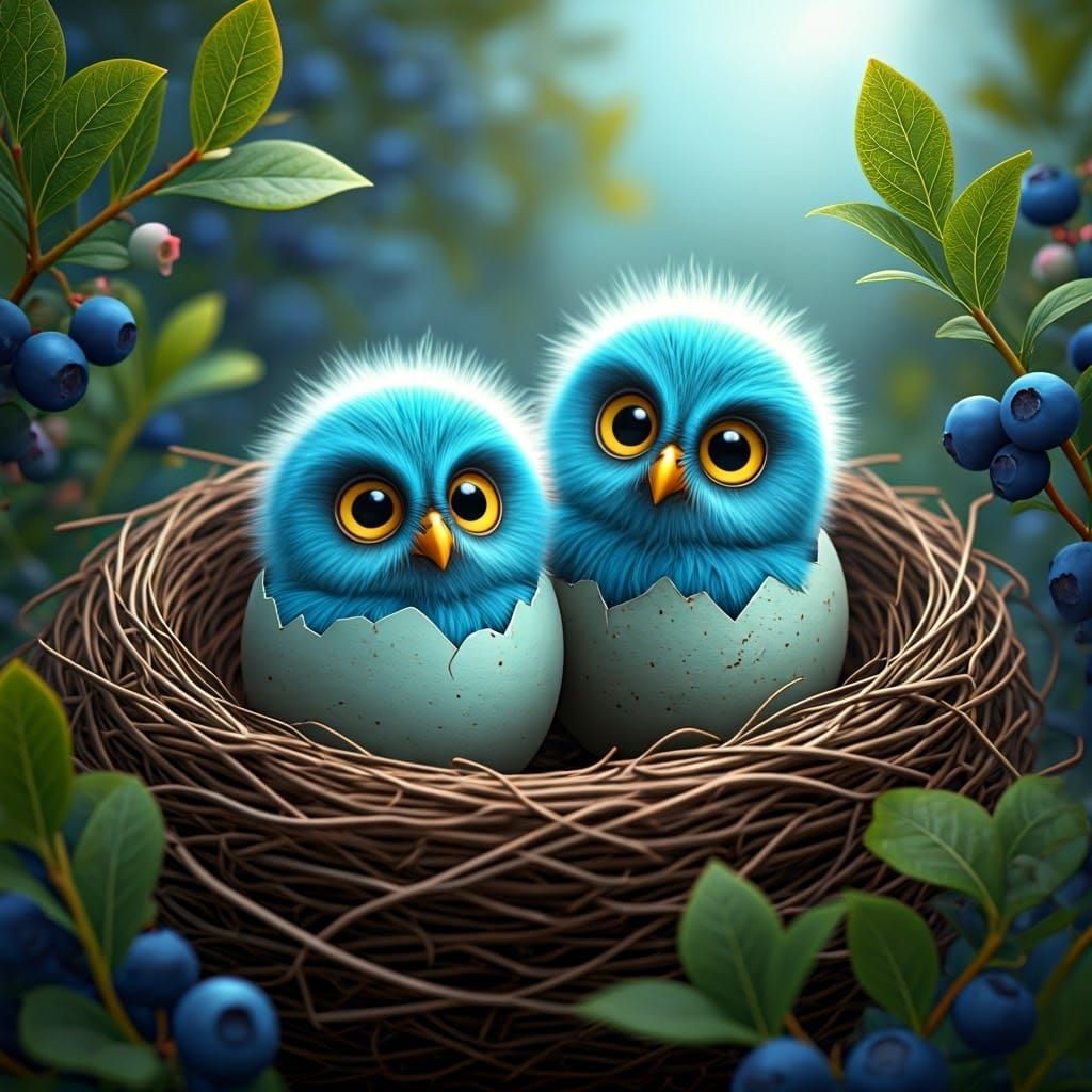Blue owl chicks  by @Mulgar the Merciful 