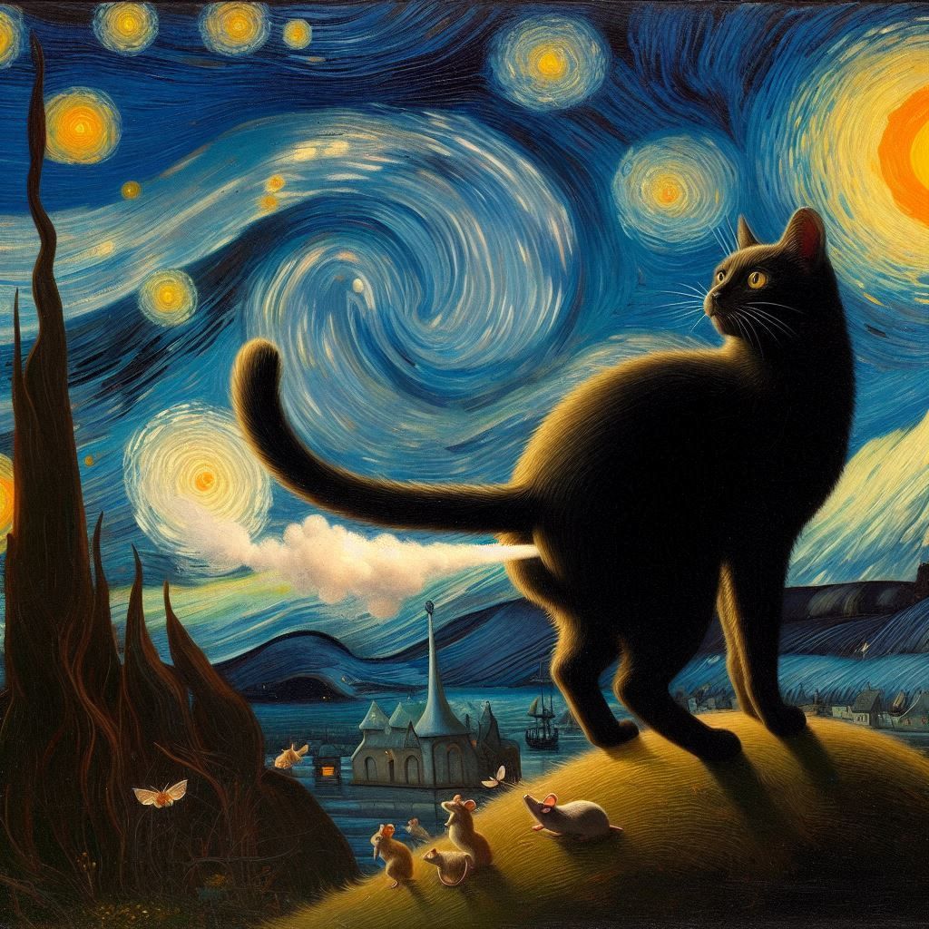 Black Cat Expelling A Cloud Of Flatus