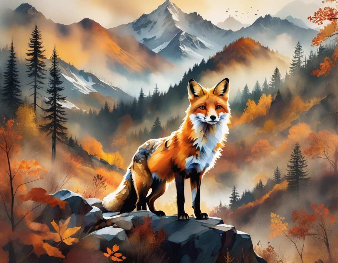 Fox and mountains