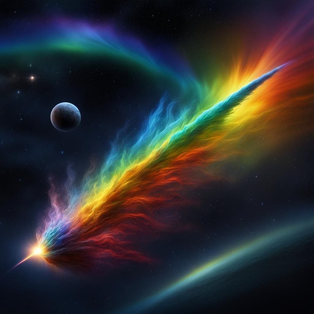 Comet with rainbow tail  by @Ailee
