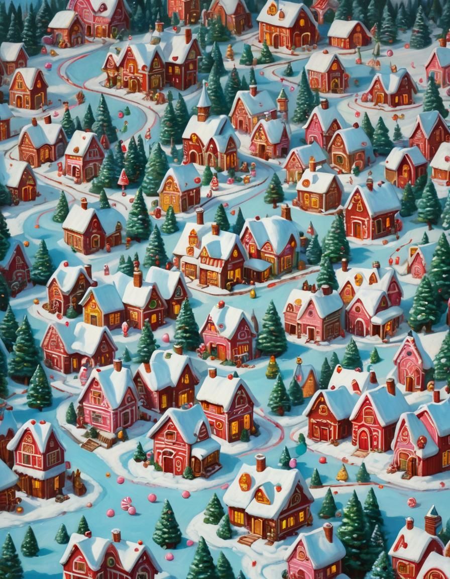 candyland marshmallow peppermint village - AI Generated Artwork ...