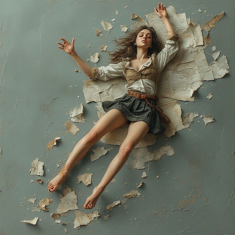 Fallen on ripped paper