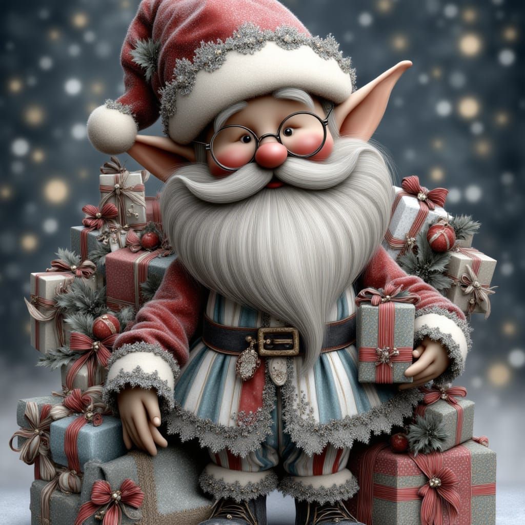 <lora:HOLIDAY MAGIC:1.0> a realistic illustration of an old, gray-haired and bearded jolly santa claus with his red, white, and blue stripe...