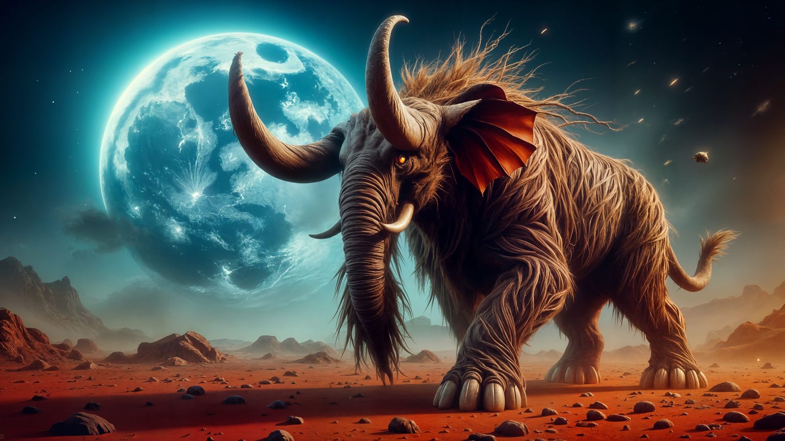 The Woolly Hornifant walking the Red Desert at Night  by @Barry